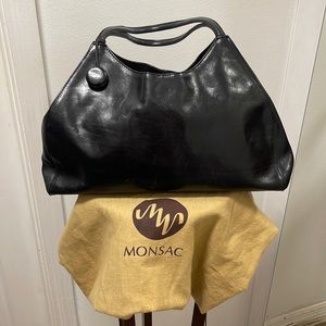 Monsac Original Black Leather Shoulder Bag